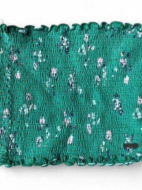 Hollister Green Stretchy Tube Top with floral Accents